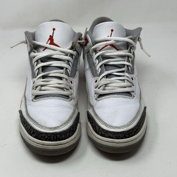 Nike Air Jordan 3 Retro Sneakers Mens 9 Fire Red White Cement Black Shoes - Picture 3 of 16